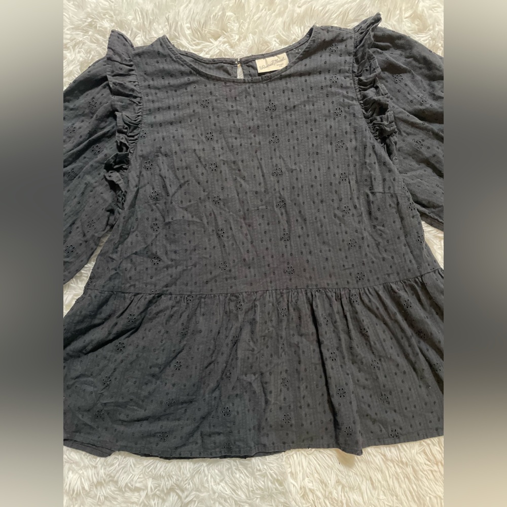 Universal Thread Black Ruffle Peplum Blouse - Picture 3 of 10